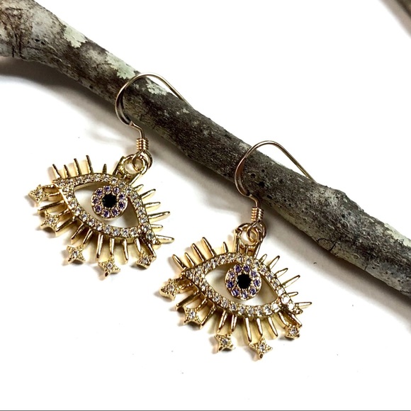 Evil Eye Earrings, Hamsa, Protection, Minimalist - Picture 7 of 10